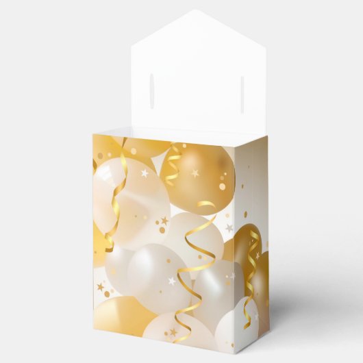 Gold and White Balloons Party Bedankdoosjes (Geopend)