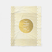 Gold and White Chevron Monogrammed Personalized Fleece Deken (Voorkant)