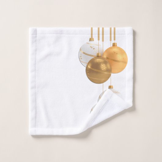 Gold and White Christmas Balls Custom Text (Gant de toilette)