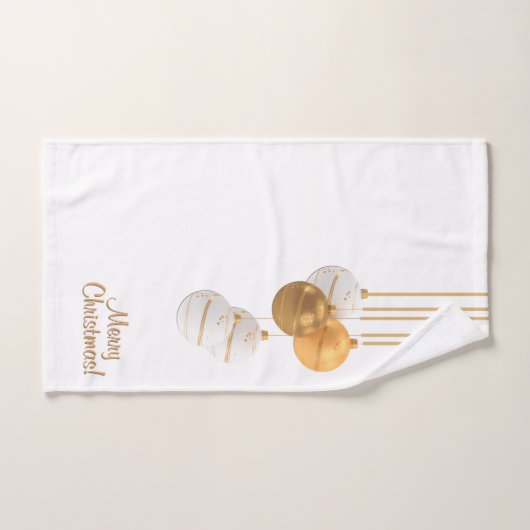 Gold and White Christmas Balls Custom Text Bad Handdoek (Handdoek)