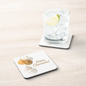 Gold and White Christmas Balls Custom Text Bier Onderzetter (Rechterzijde)