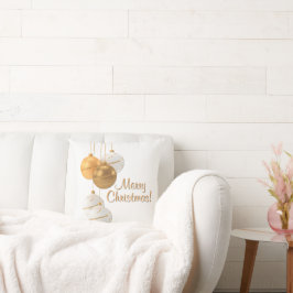 Gold and White Christmas Balls Custom Text Kussen