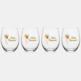 Gold and White Christmas Balls Custom Text Wijnglas Zonder Voet