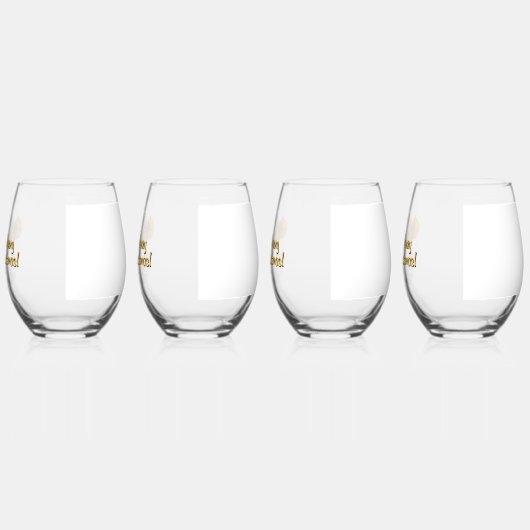 Gold and White Christmas Balls Custom Text Wijnglas Zonder Voet (Links)