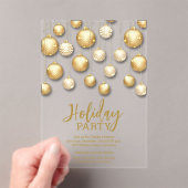Gold and White Christmas Tree Ornaments Acryl Uitnodigingen (Insitu (Draagbaar))