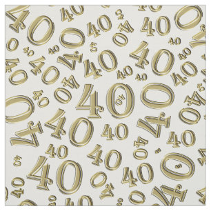 Gold and White Number 40 Typografiepatroon Stof