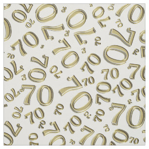 Gold and White Number 70 Typografiepatroon Stof