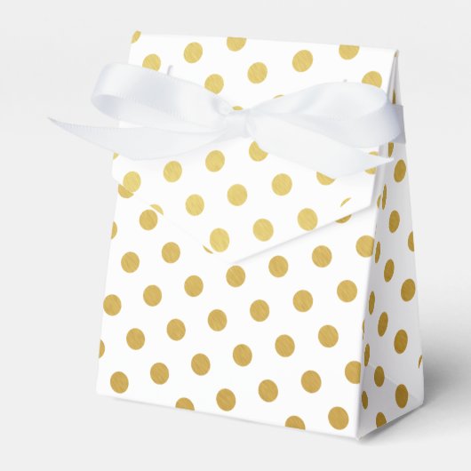 Gold and White Polka Dot Pattern Bedankdoosjes (Voorkant Zijde)