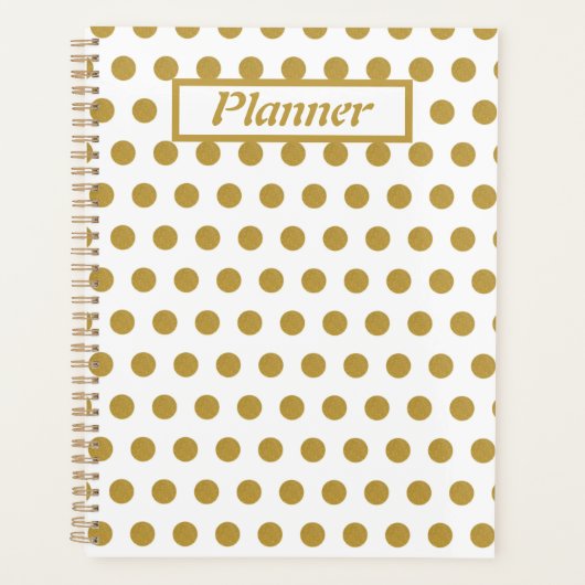 Gold and white Polka dots  Planner (Voorkant)