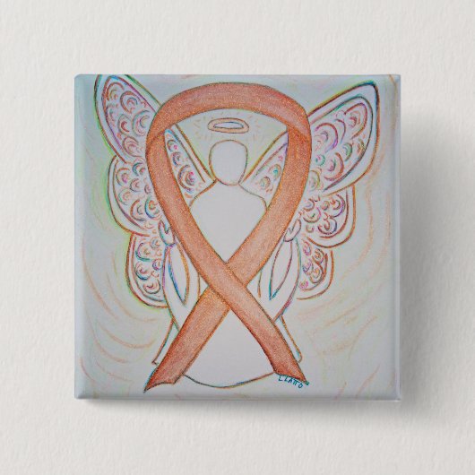 Gold Angel Awareness Ribbon Custom Art Pins Vierkante Button 5,1 Cm (Voorkant)