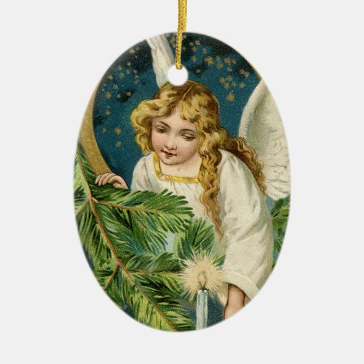 Gold Angel - kerstnacht feestdag - Aangepast Keramisch Ornament (Voorkant)