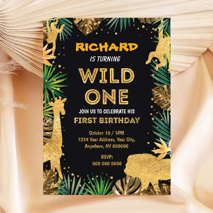Gold Animal Wild Een Verjaardag Uitnodiging
