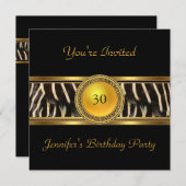Gold Animal Wild Invitation 30e fête d'anniversair (Devant / Derrière)