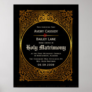 Gold Antiek Alternative WeddingCertificate Poster