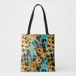 Gold Aqua Black Leopard Animal Draagtas