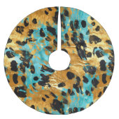 Gold Aqua Black Leopard Animal Kerstboom Rok (Voorkant)
