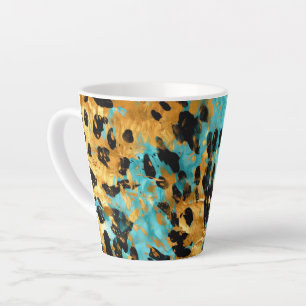 Gold Aqua Black Leopard Animal Latte Mok