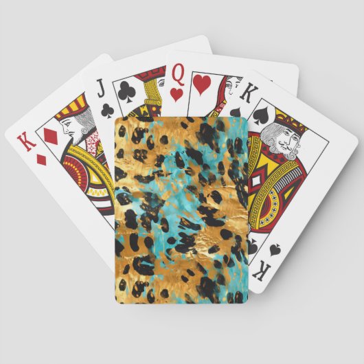 Gold Aqua Black Leopard Animal Pokerkaarten (Achterkant)