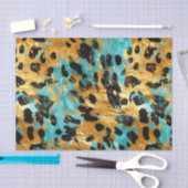 Gold Aqua Black Leopard Animal Tissuepapier (Craft)