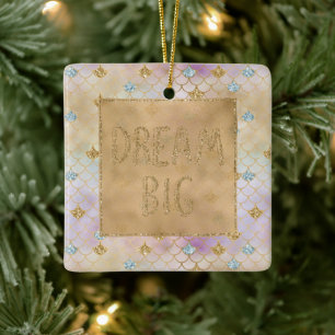 Gold Aqua Glitter Dream Paarse Mermaid Keramisch Ornament