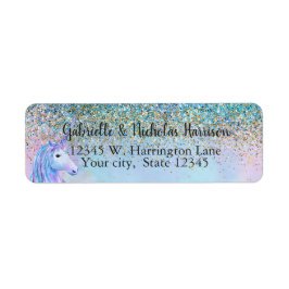 Gold Aqua Glitter Paars White Unicorn Sparkle Etiket