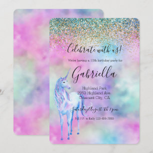 Gold Aqua Glitter Paars White Unicorn Sparkle Kaart