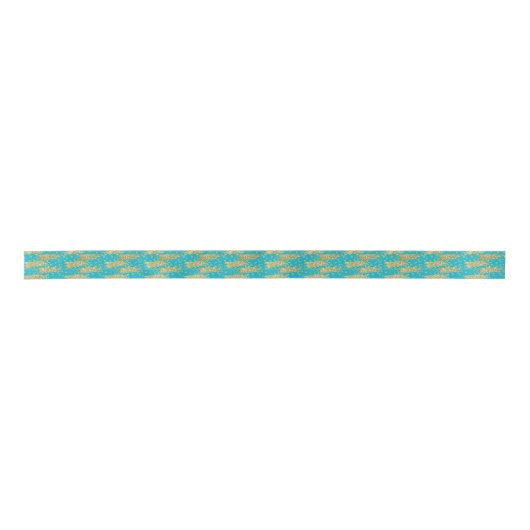 Gold Aqua Glittery Stripes en cirkels Lint (Voorkant)