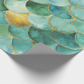 Gold Aqua Mermaid Scale Waterverf Pattern Cadeaupapier (Hoek)