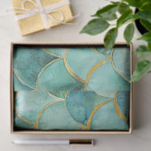 Gold Aqua Mermaid Scale Waterverf Pattern Tissuepapier (Geschenk)
