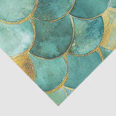 Gold Aqua Mermaid Scale Waterverf Pattern Tissuepapier (Detail)