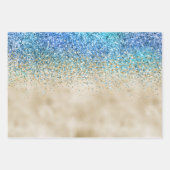 Gold Aqua Paars Glitter Sparkle Inpakpapier Vel (Voorkant)