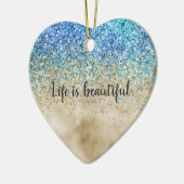 Gold Aqua Purple Glitter Sparkle Keramisch Ornament (Links)