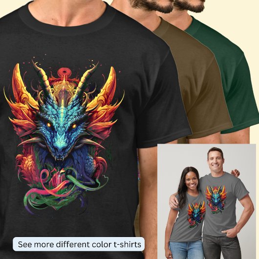 Gold Aqua Red Dragon T-shirt