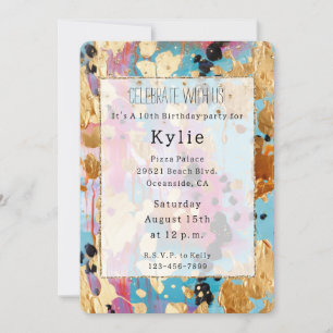 Gold Aqua Roze Abstract Luipaard Kaart