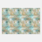 Gold Aqua White Feuilles tropicaux (Devant)