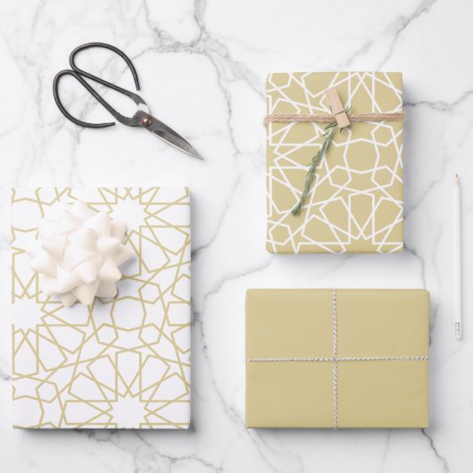 Gold Arabesque Pattern Gift Wrapping Paper (Voorkant)