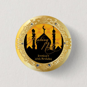 Gold Arabian Nights Party, 1-inch Button