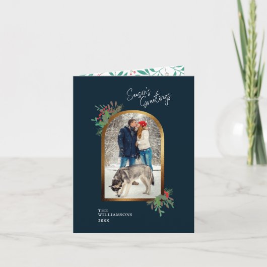 Gold Arch 2 Fotozasons - kerstmis Feestdagen Kaart (Voorkant)