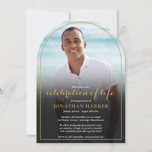 Gold Arch Funeral Photo Celebration of Life Kaart
