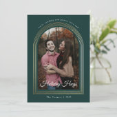 Gold Arch script, kerstfoto Feestdagenkaart (Staand voorkant)