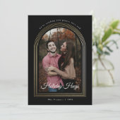 Gold Arch script, kerstfoto Feestdagenkaart (Staand voorkant)