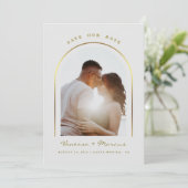 Gold Arched Lijst Trouwfoto Sla de datum op Save The Date (Staand voorkant)