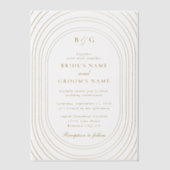 Gold Arches Monogram Trouwbedekking Vellum Uitnodigingen (Voorkant)