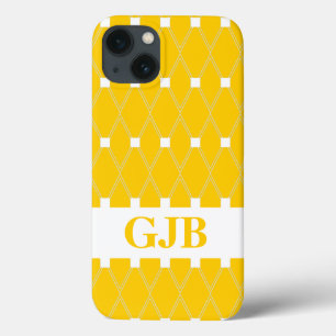 Gold Argyle Lattice met monogram iPhone 13 Hoesje