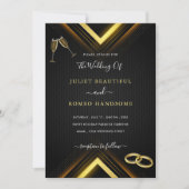Gold Arrows Modern Golden Black Wedding Invitation (Voorkant)