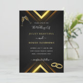 Gold Arrows Modern Golden Black Wedding Invitation (Staand voorkant)