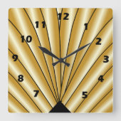 Gold Art Deco Design Vierkante Klok (Voorkant)