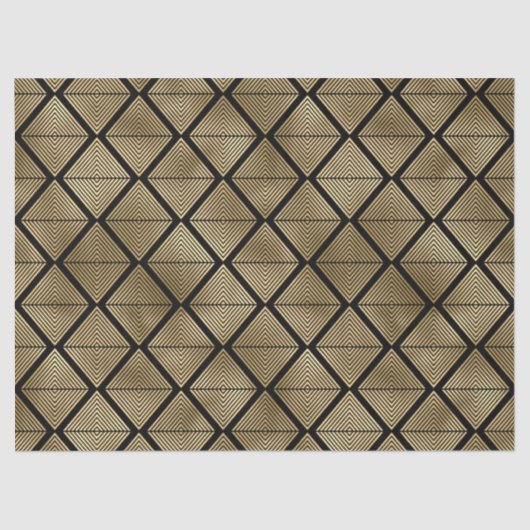 Gold Art Deco Diamonds op zwarte ontkoppeling Tissuepapier (Voorkant)