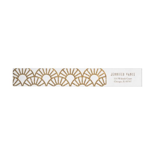 Gold Art Deco Fan Envelop Adres Wrap Label (Individueel)