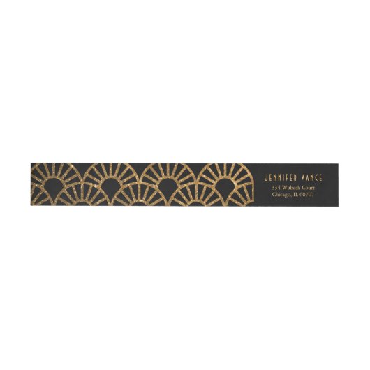 Gold Art Deco Fan Envelop Adres Wrap Label (Individueel)